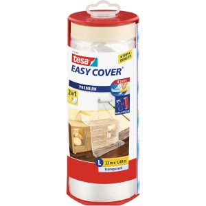 Tesa Easy Cover Premium telo di copertura con nastro, 33 m x 1,4 m, in dispenser.