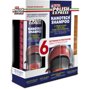 Kit cura auto t.b.t. con Nanotech Shampoo e spugna per 6 settimane di protezione.