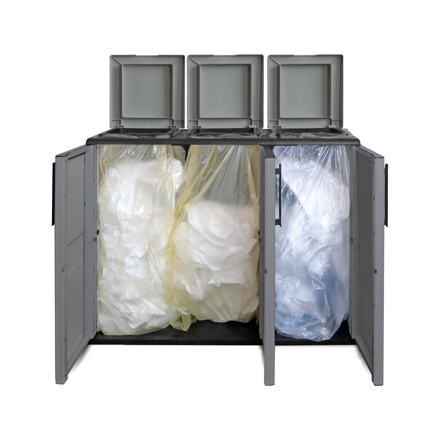 Armadio basso raccolta differenziata 3 coperchi 1020x370xh 840 mm grigio_2