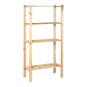 Scaffale a vite in legno OBI con quattro ripiani in legno tenero, 170x85x40 cm. Ideale per lo stoccaggio.