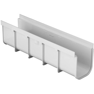 Canaletta di drenaggio bianca (t.b.t.) per sistemi di drenaggio.