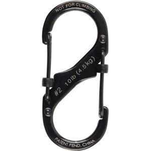 Moschettone doppio Nite Ize Slide Lock nero taglia 2 in acciaio inox, non adatto per l'arrampicata.