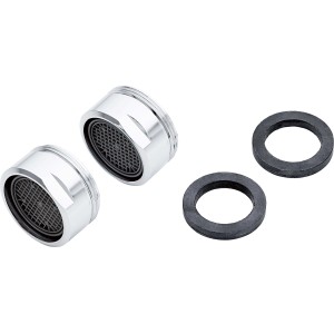 Aeratore M24, cromato, set da 2 con guarnizioni per un getto d'acqua piacevole e funzione di risparmio idrico.