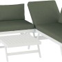 Set di mobili da giardino t.b.t. con lounge, lettino e tavolo, struttura bianca, cuscini verde oliva.