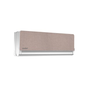 Climatizzatore t.b.t. con frontale in tessuto beige.