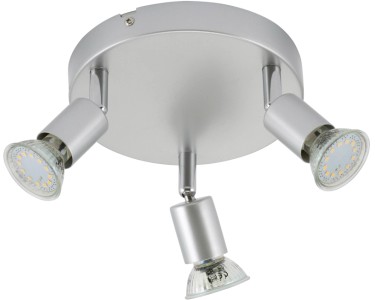 Applique Soffitto Triplo Spot In Acciaio Satinato - Faretto Con 3 Lampade Orientabili GU10 (Lampadine Incluse)