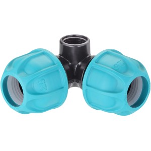 Raccordo a T per irrigazione interrata, blu/nero.