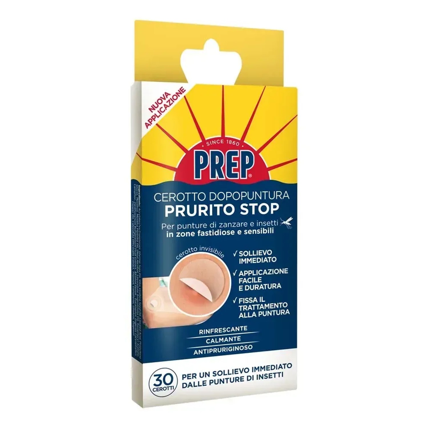 PREP Cerotto antizanzare per alleviare il prurito dopo punture di insetti, confezione da 30.