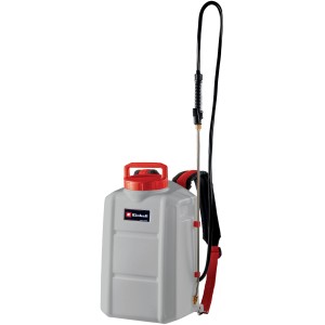 Einhell Power X-Change GE-WS 18/150 Li-Solo: Irroratrice a zaino con lancia e coperchio rosso.