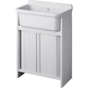 Mobile lavatoio bianco Lavatoi con ante a rullo.