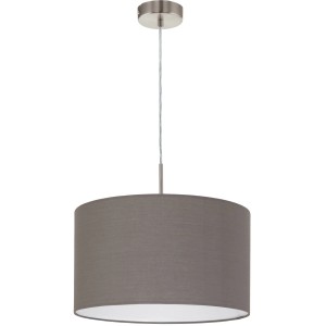 Moderna lampada a sospensione Eglo Pasteri con paralume in tessuto antracite-marrone, Ø 38 cm, per lampadine E27.