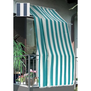 Tenda da sole t.b.t. a strisce bianche e blu per balcone o terrazza.