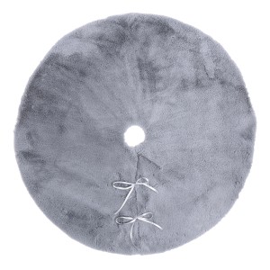 Gonna per albero di Natale t.b.t. grigia in finta pelliccia con fiocchi.