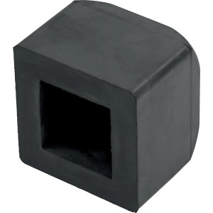 Protezione angolare nera Martelli in gomma, forma cubica con incavo.