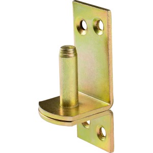 Cerniera a vite D1 zincata gialla, 80x30 mm, perno Ø 10 mm, per fissaggio di bandelle.