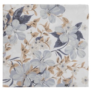 t.b.t. Tovaglia con motivo floreale nei toni del grigio e del beige.