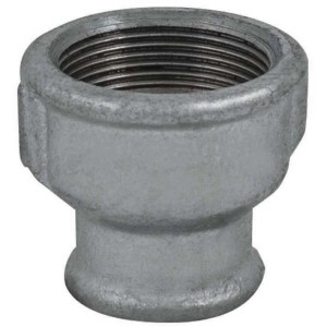 Raccordo t.b.t. in acciaio zincato con filettatura interna per raccordi tubi.