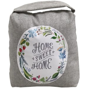 Fermaporta grigio con stampa "Home Sweet Home", categoria: Fermaporte.