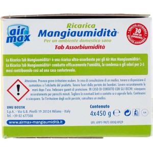 Ricarica Air Max Mangiaumidità, 4x450g, per il controllo dell'umidità in casa.