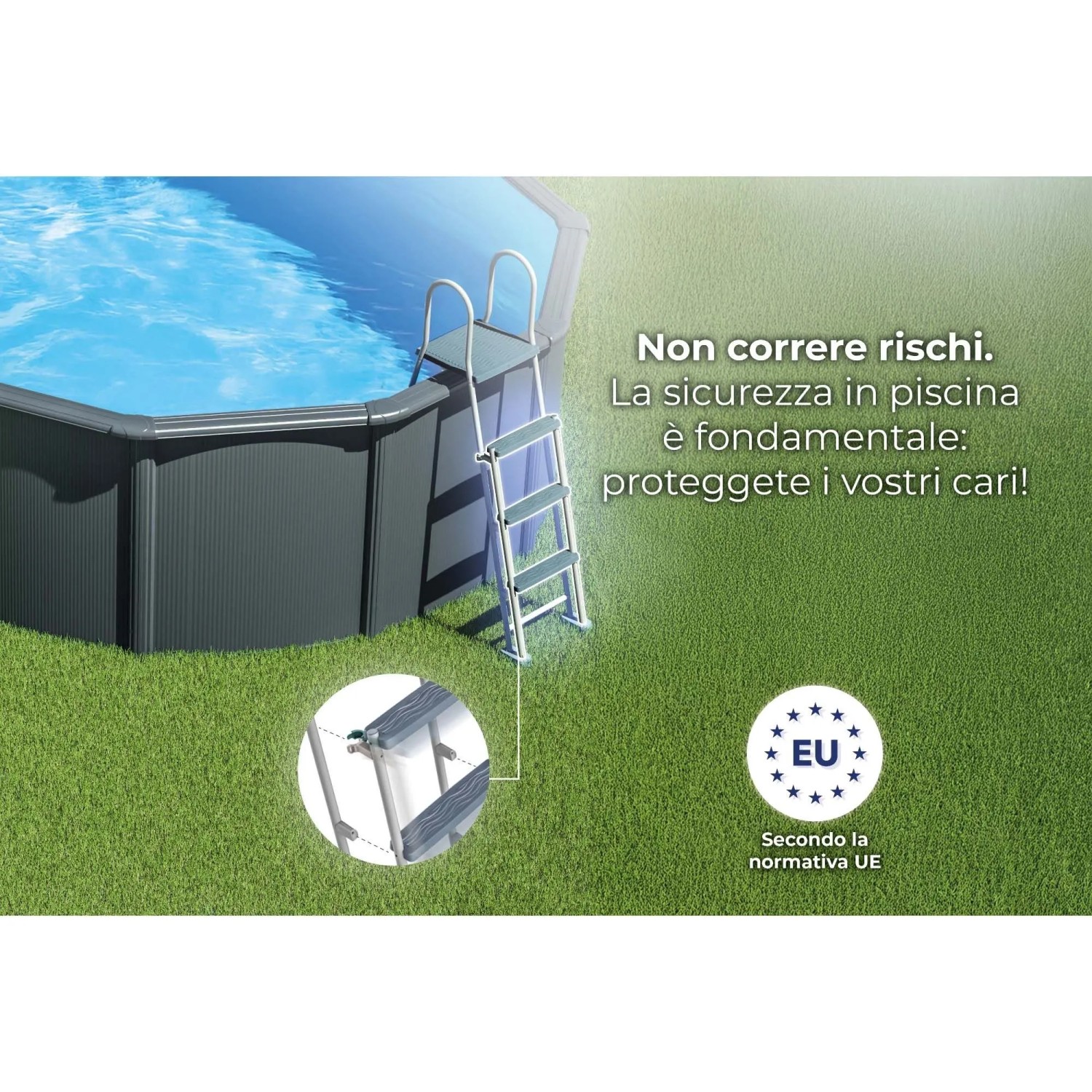 Piscina fuori terra ovale in acciaio antracite Gre 610x375 H 132 cm_5