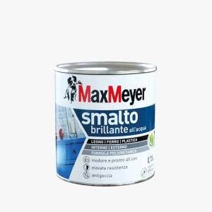 Smalto all`acqua poliuretanico brillante MaxMeyer bianco 0,75 l