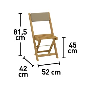 Immagine che mostra le dimensioni della sedia da giardino in legno t.b.t. con schienale.