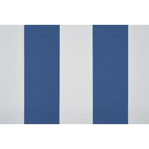 Dettaglio di una Tende da sole (tenda da sole) a righe blu e bianche.
