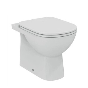 Dettaglio di un WC filo muro t.b.t. bianco.