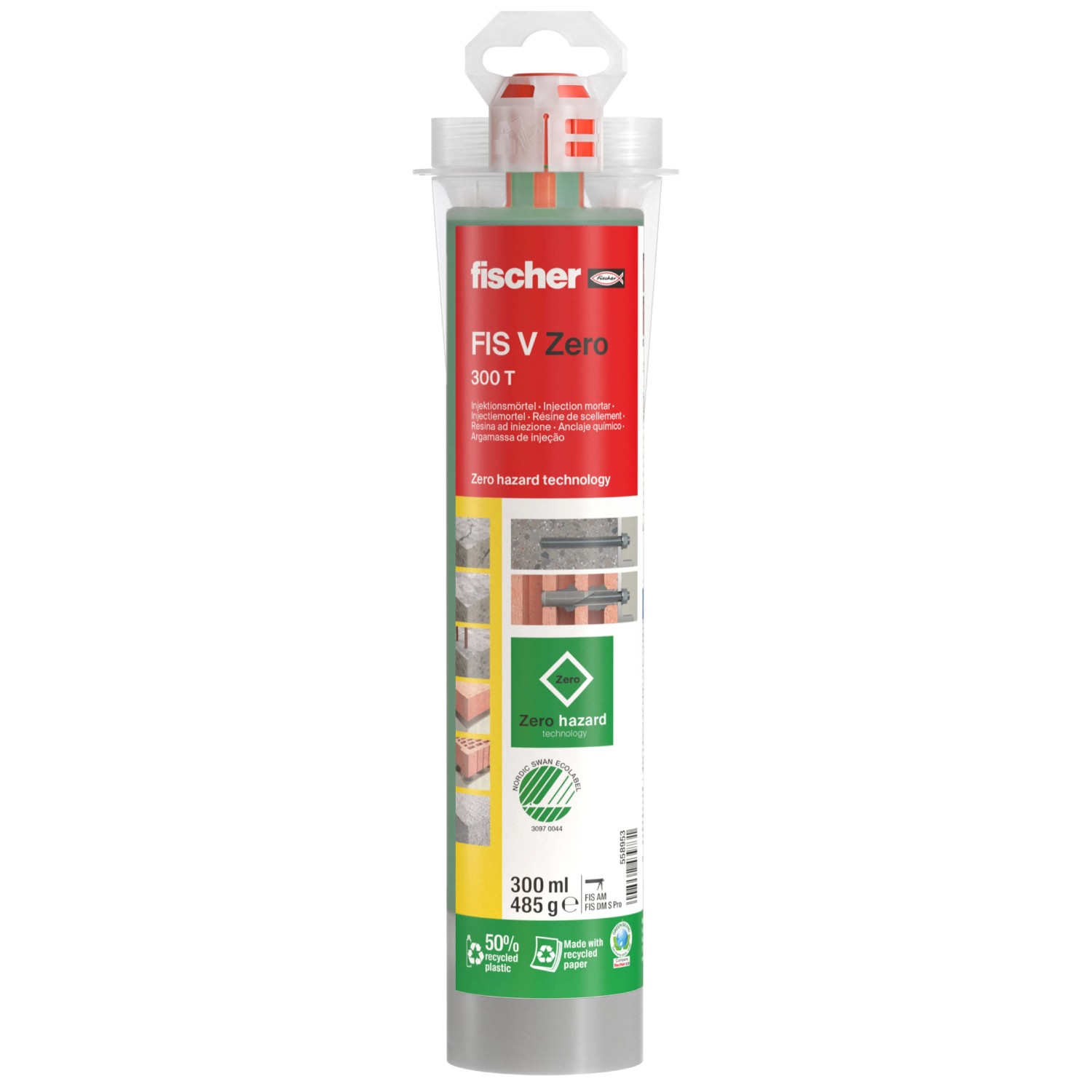 Fischer Iniezione di malta FIS V Zero 300 T, cartuccia da 300ml per tasselli e fissaggi.