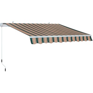 t.b.t. Tenda da sole a strisce verdi e beige per terrazza e balcone.