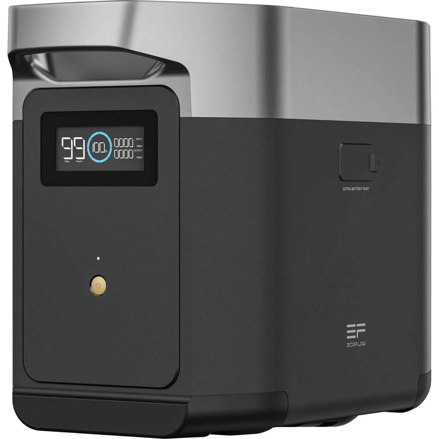 Batteria aggiuntiva EcoFlow Delta 2 con 1024 Wh per sistemi solari, vista laterale.