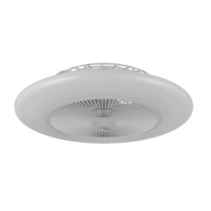 Plafoniera LED bianca t.b.t. con funzione ventilatore.