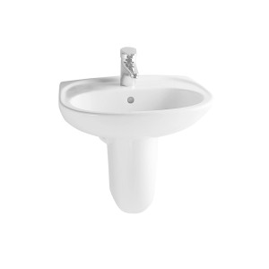 Lavabo bianco t.b.t. con rubinetto per il bagno.
