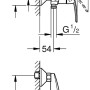 Disegno tecnico: Miscelatore monocomando per doccia Grohe Start cromato con dimensioni.
