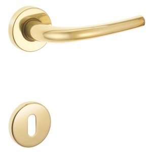 Maniglie per porte dorate per interni, rosetta inclusa.