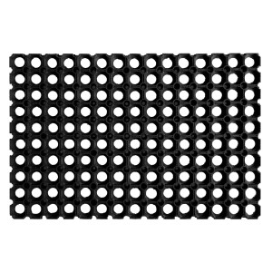 Tappeto da cucina/zerbino nero con fori per pulizia e comfort.