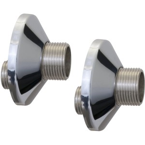 Due rosette a cerniera cromate con raccordo filettato.