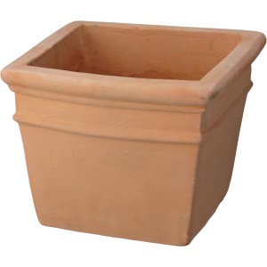 Vaso da fiori quadrato in terracotta.