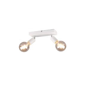 Faretto t.b.t. bianco con due luci per montaggio a soffitto.