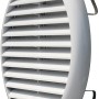 Griglia di protezione dagli agenti atmosferici / griglia di ventilazione bianca e rotonda con lamelle.