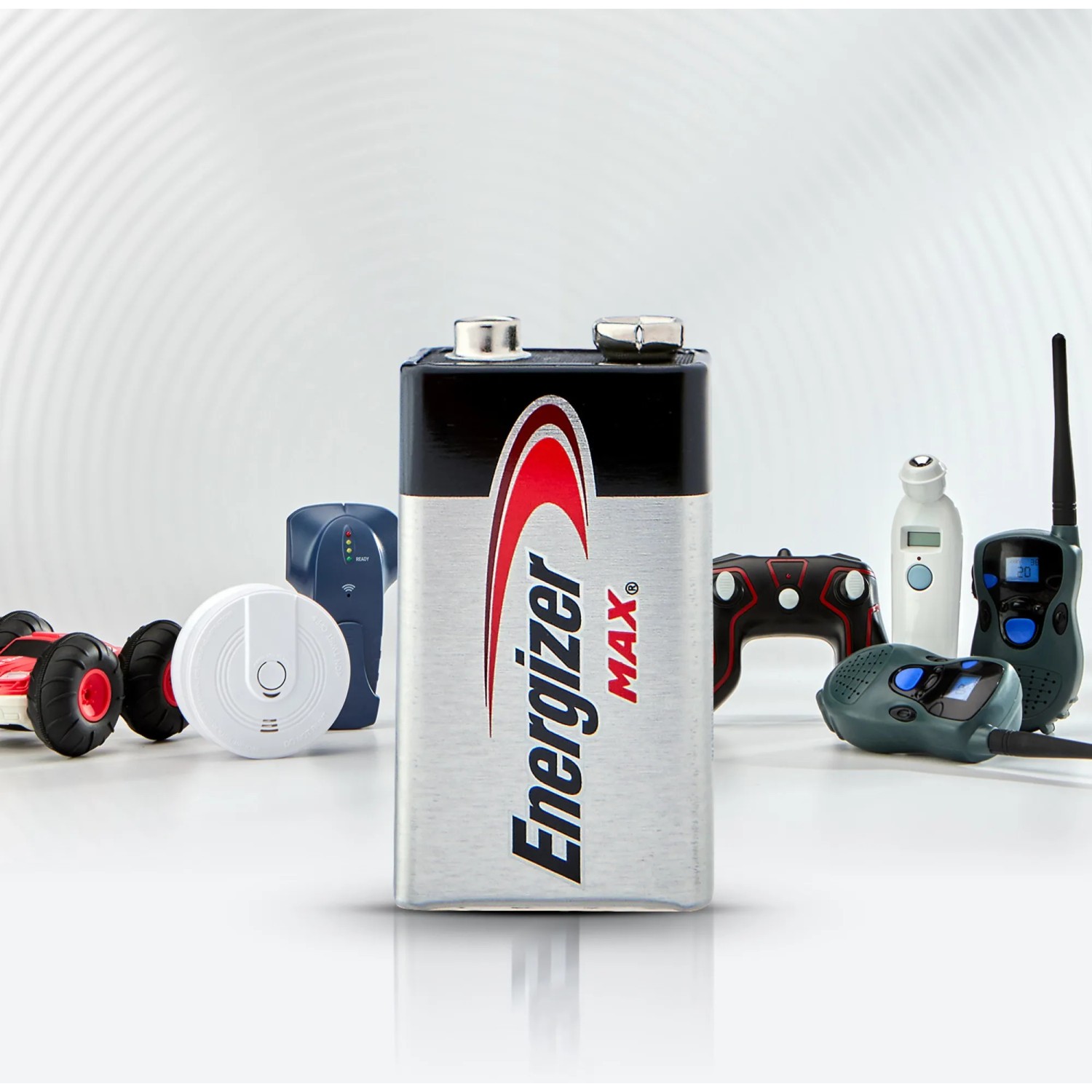 Batteria Energizer Max 9V per rilevatori di fumo, giocattoli e altro.