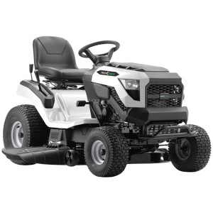 Trattorino tagliaerba bianco e nero. Categoria: Trattori tagliaerba.