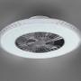 Plafoniere LED moderna t.b.t. con ventilatore integrato e bordo decorativo.
