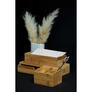 Wenko Box Terra Bamboo marrone con cassetto, scatole portaoggetti in bambù.