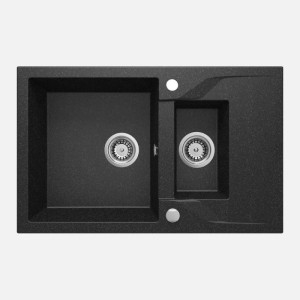 Lavello granito 1.5 vasche gocciolatoio Idrostile sifone 490x194 mm grafite