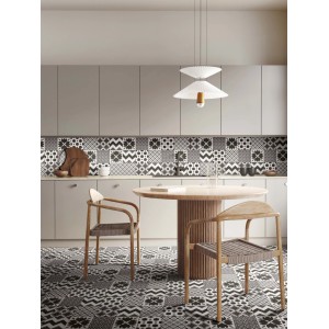 Piastrella gres Glamour Slate Mix cementina 20x20 cm bianco nero 1,52 m²