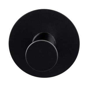 Wenko Celano gancio a muro, gancio adesivo in acciaio inox antiruggine, nero, Ø 5 cm.