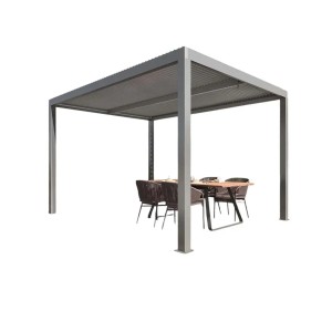 Gazebo t.b.t. grigio moderno con tavolo e sedie. Ideale per giardino e patio.