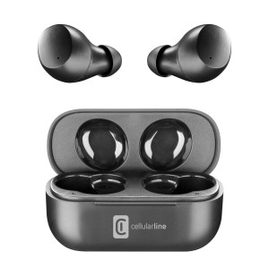 Cuffie in-ear t.b.t. nere con custodia di ricarica di Cellularline.