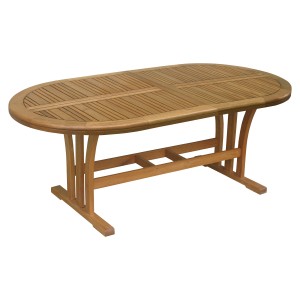 Tavolo da giardino ovale allungabile Chelsea in eucalipto, estendibile fino a 170 cm.
